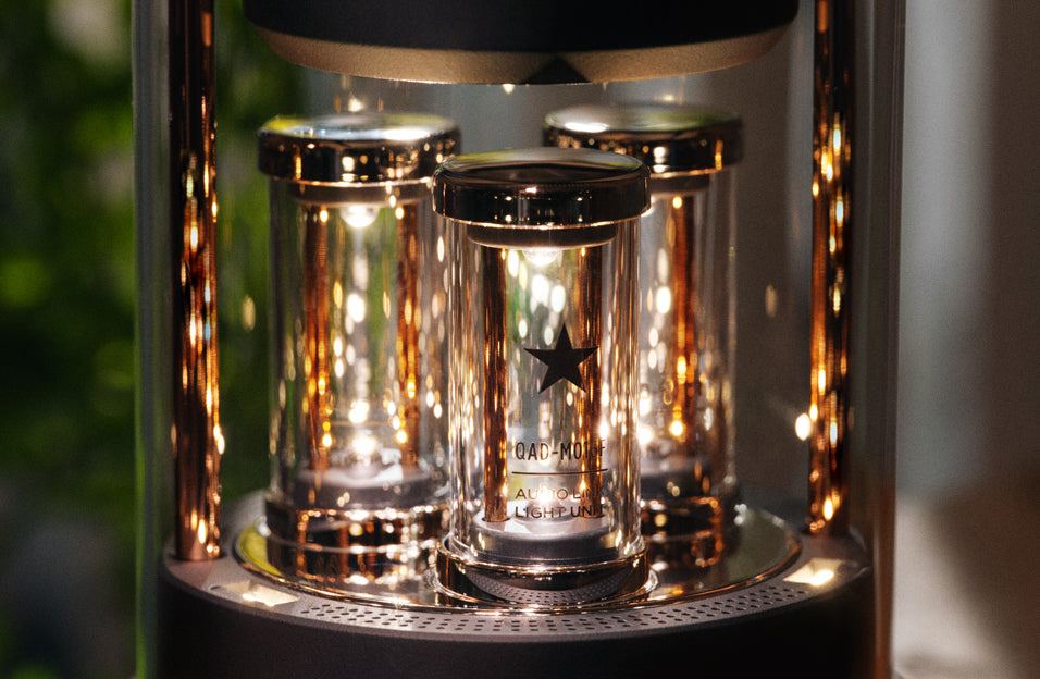 The glowing light tubes inside BALMUDA The Speaker