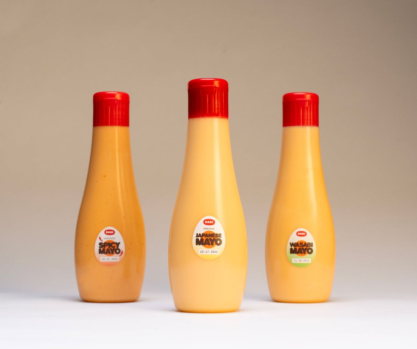 CABI Spicy, Original and Wasabi mayo bottles