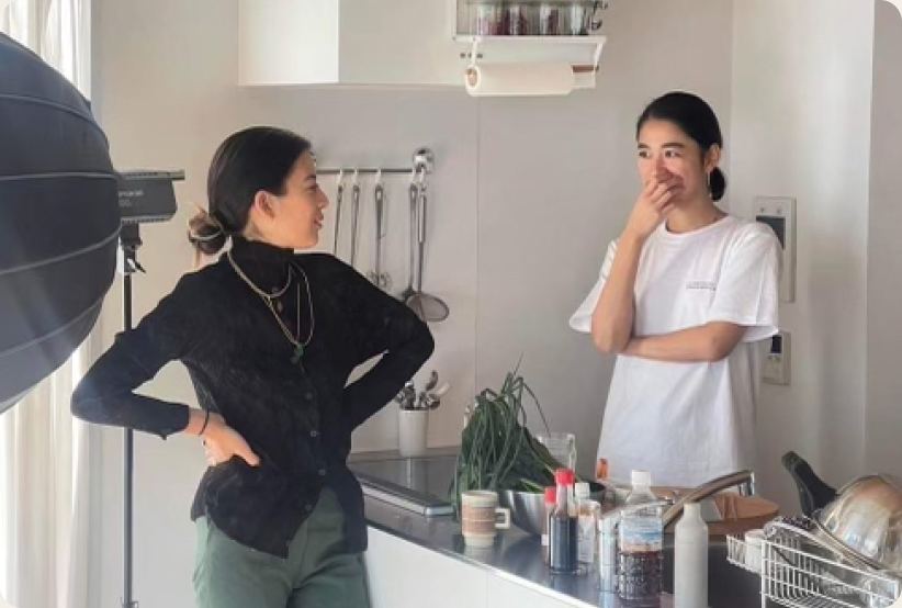 CABI’s founders talking in a kitchen